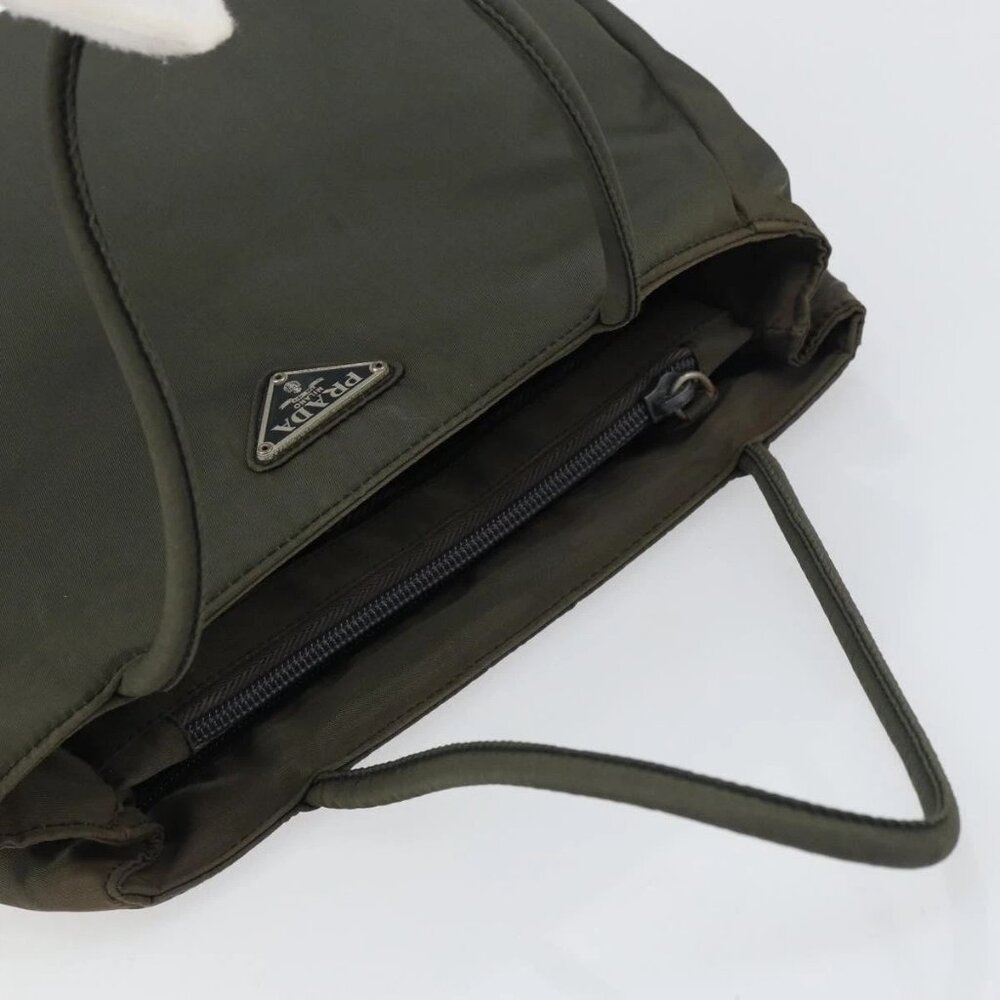 PRADA Hand Bag Nylon Khaki Silver Auth ti3533 - Picture 7 of 16